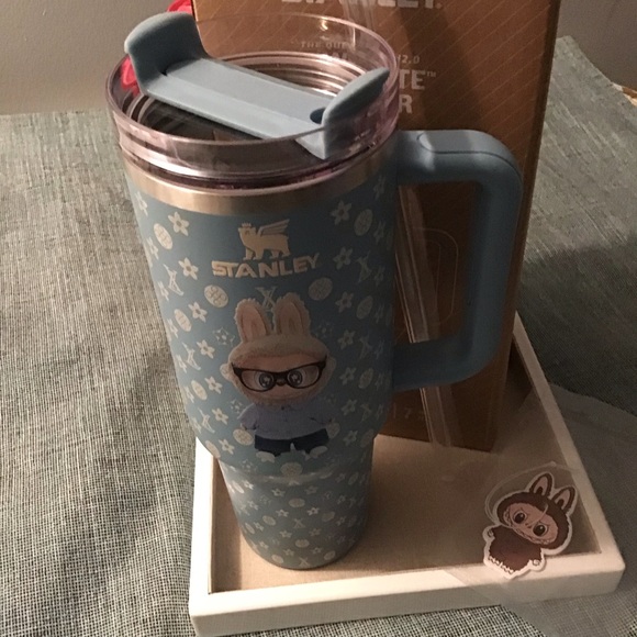 Stanley Light Blue Tumbler with Labubu Monogram Designer inspired .Brand New. - Picture 2 of 5